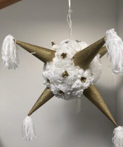 7 punt wit-goud piñata, handgemaakt door Biba Pinata