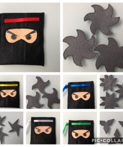 Ninja zakje voor werpsterren, handgemaakt door Biba Pinata