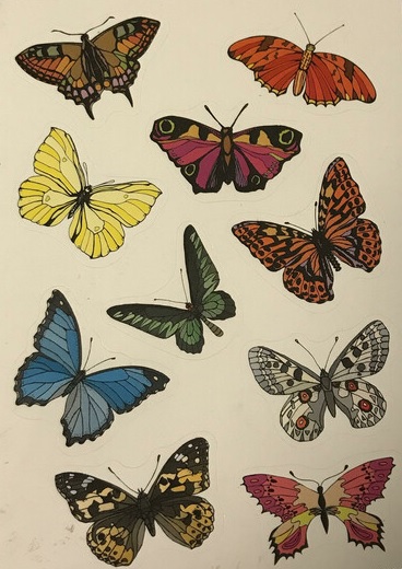 vlinder stickers, vulling voor in een pinata