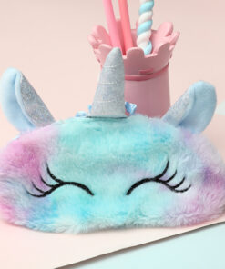 Pluche eenhoorn oogmasker voor bij een pinata