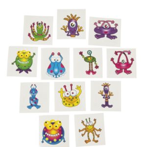 monster tattoo stickers, vulcadeautjes voor in een pinata