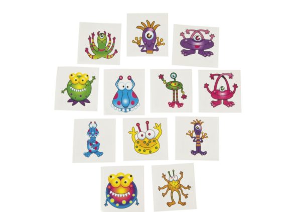 monster tattoo stickers, vulcadeautjes voor in een pinata